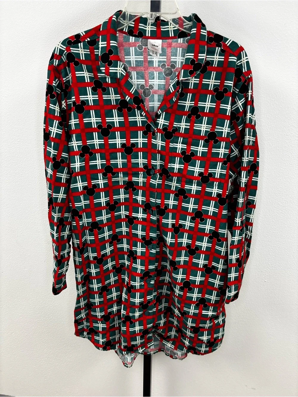 Disney X Hanna Andersson Holiday Button-Up Night Shirt Mickey Mouse Size Large - Picture 1 of 4